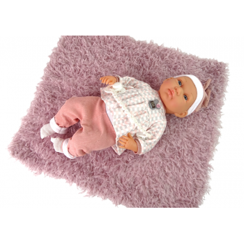 Lalka Bobas 46 cm Różowa Smoczek Kocyk Piórka