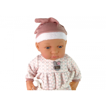 Lalka Bobas 46 cm Różowa Smoczek Kocyk Piórka