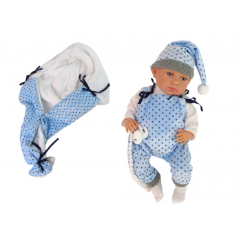 Lalka Bobas 46 cm Niebieska Smoczek Kocyk Gwiazdka