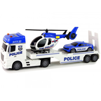 Zestaw Policja Laweta Autko Helikopter Dźwięk Światła