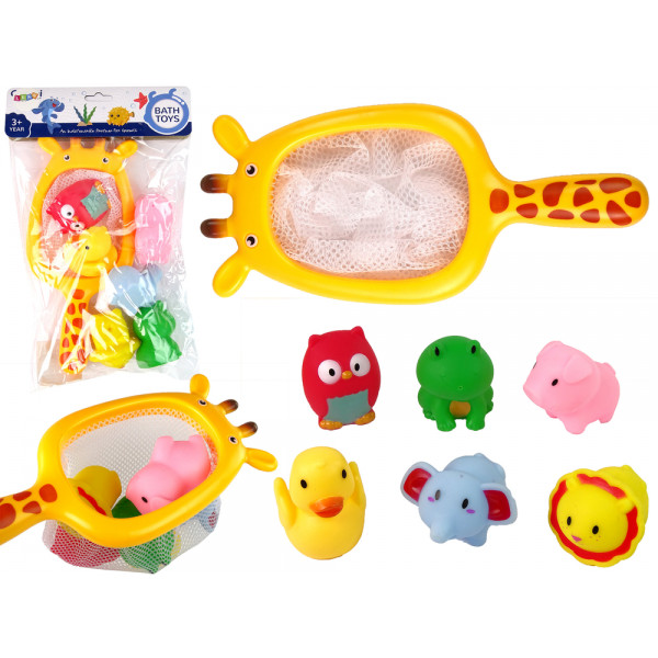 Zestaw do Kąpieli Zwierzątka Gumowe Siatka Żyrafa