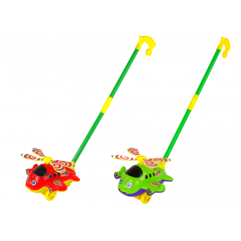 Wesoły Samolot Pchacz Kij Dzwonek 2 Kolory