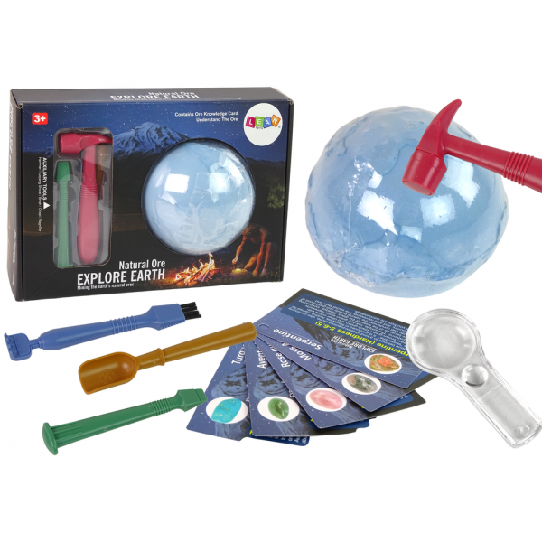 Zestaw Wykopaliska Eksploracja Ziemia Narzędzia Minerały Fiszki