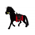 Figurka Aksamitna Czarny Koń Czerwone Siodło Farma