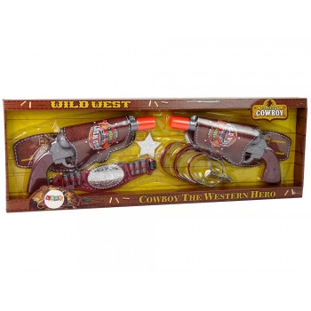 Zestaw Kowbojski Kowboj Dwa Rewolwery Ostrogi Akcesoria