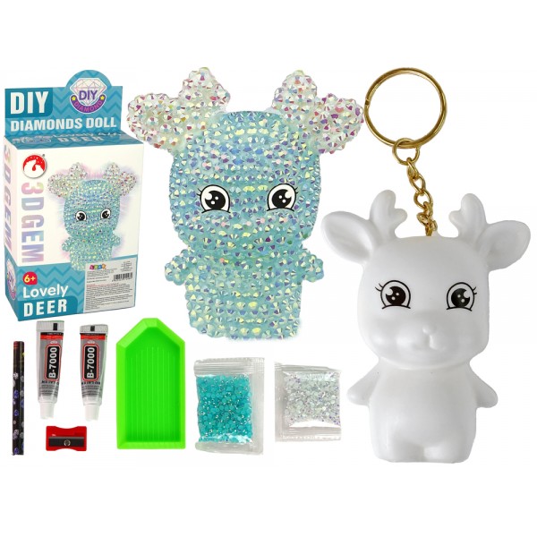 Zestaw DIY Diamentowy Renifer DIY Kryształki Brelok 3D Niebieski
