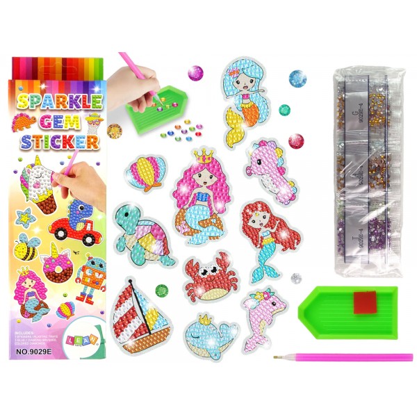 Zestaw Naklejek Haft Diamentowy Świat Morski Zwierzęta Mozaika