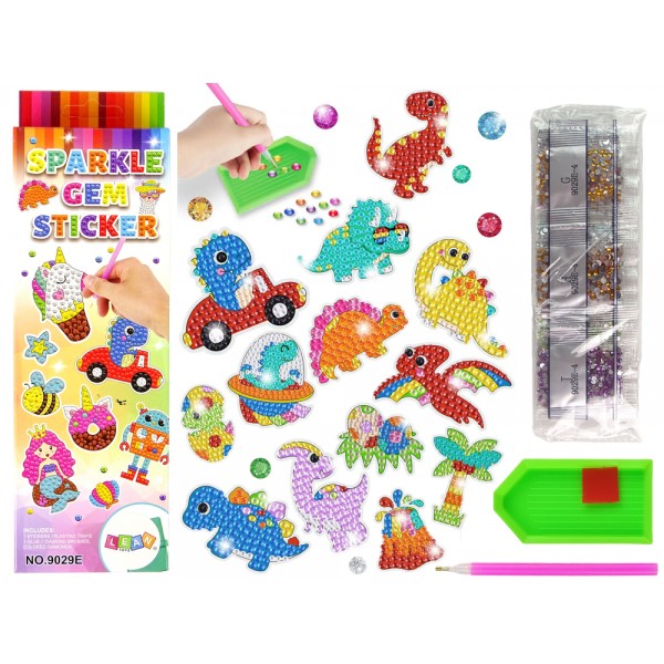 Zestaw Naklejek Haft Diamentowy Dinozaury Mozaika