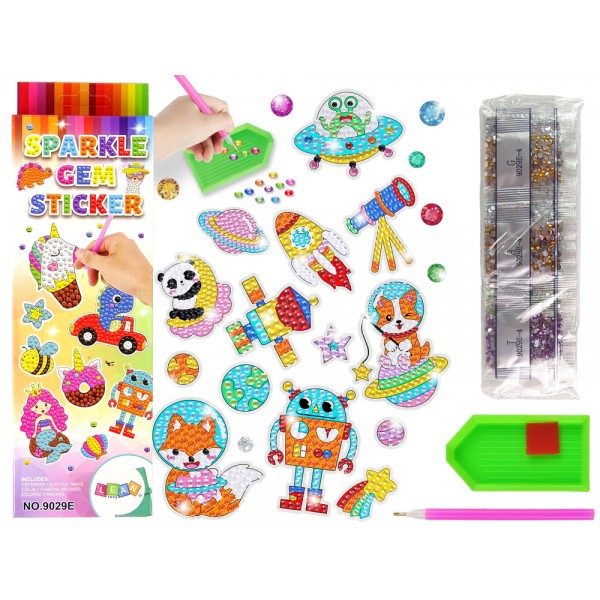 Zestaw Naklejek Haft Diamentowy Kosmos Astronauta Mozaika