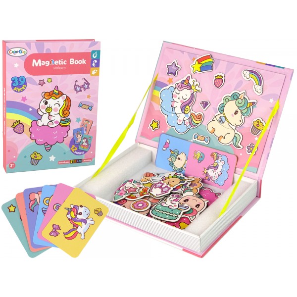Magnetyczna Układanka Książka Jednorożce Puzzle Karty