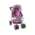 Wózek Dla Lalek Spacerówka 2 w 1 Gondola Torba Różowy Gwiazdki