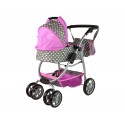 Wózek Dla Lalek Spacerówka 2 w 1 Gondola Torba Różowy Gwiazdki