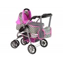 Wózek Dla Lalek Spacerówka 2 w 1 Gondola Torba Różowy Gwiazdki