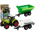 Zestaw Traktor z Maszynami Przyczepa Cysterna Dźwięki LED