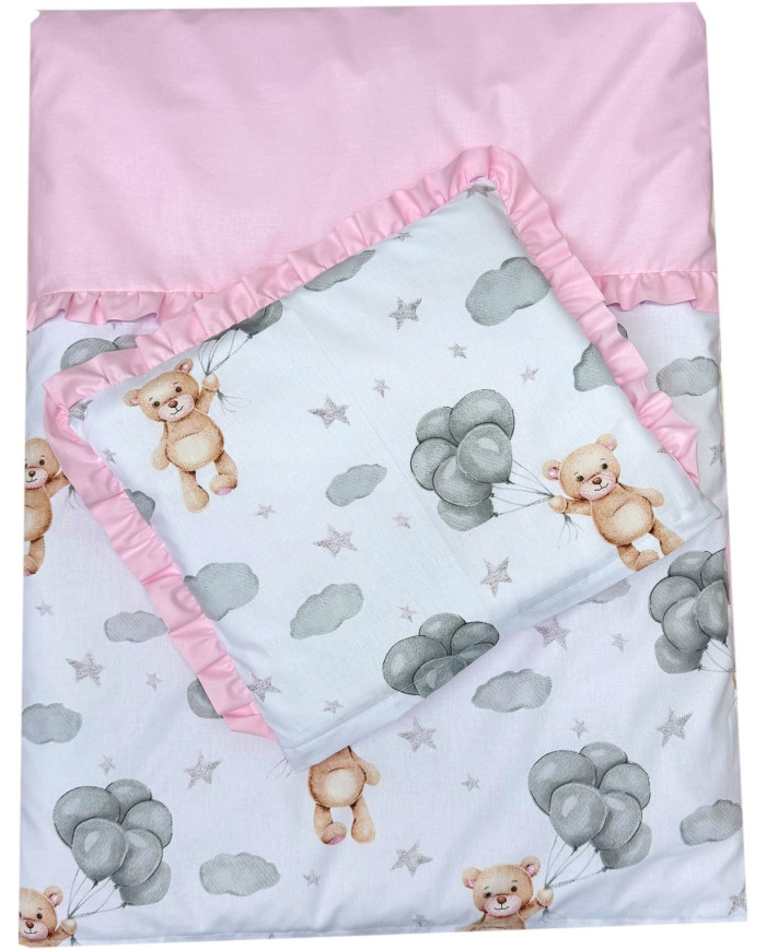 Pościel 4-el. do wózka, gondoli Teddy róż