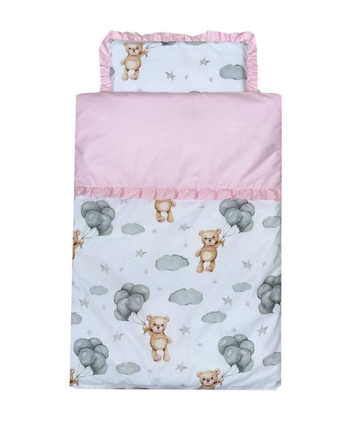 Pościel 4-el. do wózka, gondoli Teddy róż
