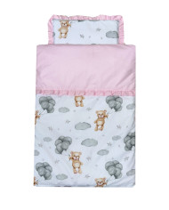 Pościel 4-el. do wózka, gondoli Teddy róż