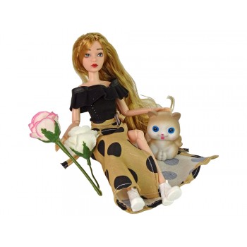 Lalka Emily z Kotkiem Różami Długie Włosy