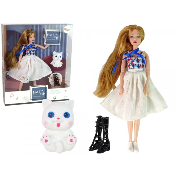 Lalka dla Dzieci Lalka z Kotkiem Długie Brązowe Włosy