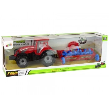 Czerwony Ciągnik z Pługiem Napęd Frykcyjny