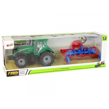 Ciągnik Z Pługiem Napęd Frykcyjny Czerwony