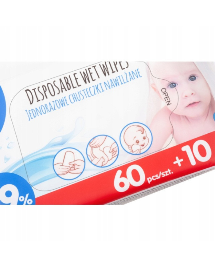 Akuku Chusteczki nawilżane wodą 99% 70szt
