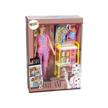 Lalka Dla Dzieci Lekarz Długie Włosy Akcesoria