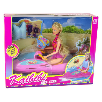 Zestaw Lalka Motorówka Plastikowa