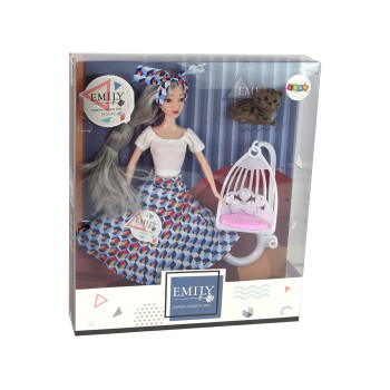 Lalka Dla Dzieci Emily Szare Włosy Kotek Huśtawka