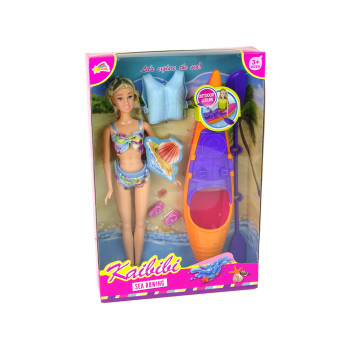 Zestaw Lalka Akcesoria Kajak Pomarańczowy