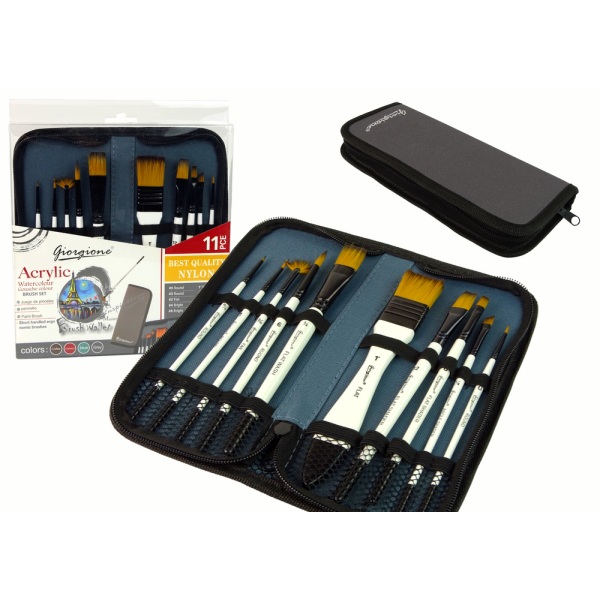 Zestaw Artysty W Piórniku Pędzle 10 Sztuk