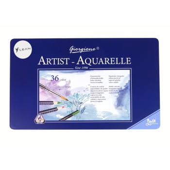 Zestaw 36 Kredek Akwarelowych Metalowy Pojemnik