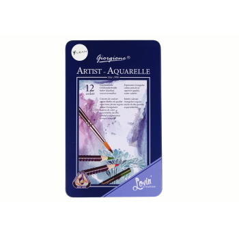 Zestaw 12 Kredek Akwarelowych Metalowy Pojemnik