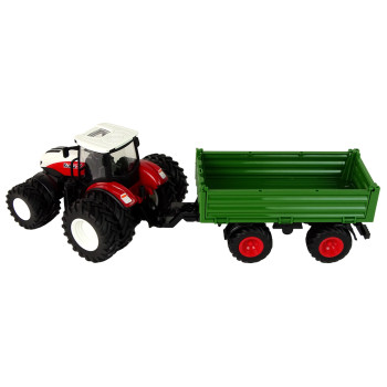 Traktor Zdalnie Sterowany z Przyczepą 1:24 Czerwony Zielony