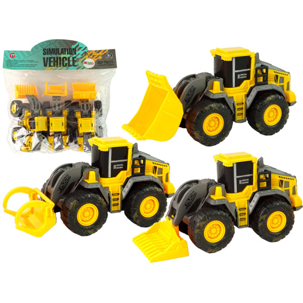 Zestaw Pojazdów Budowlanych 3 Modele Żółte
