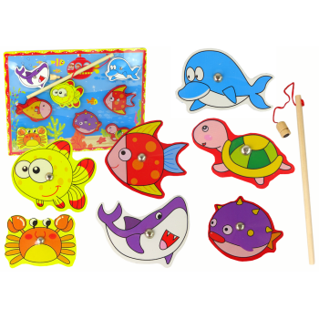 Drewniany Zestaw Do Łowienia Rybek Kolorowy Magnes