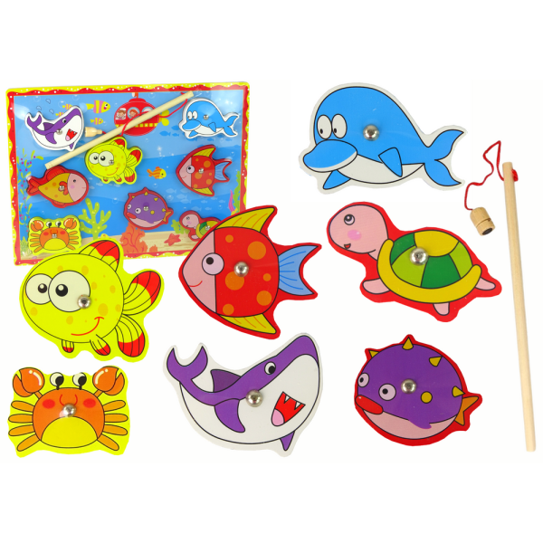 Drewniany Zestaw Do Łowienia Rybek Kolorowy Magnes
