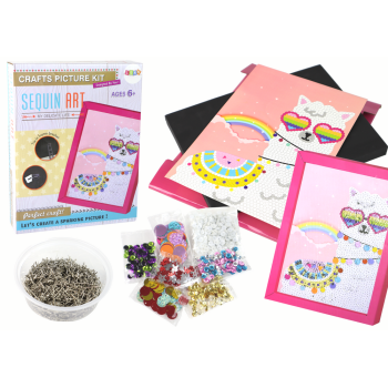 Zestaw DIY Cekiny Szpilki Lama Ramka Kolorowy