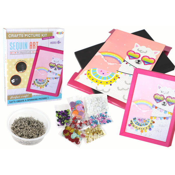 Zestaw DIY Cekiny Szpilki Lama Ramka Kolorowy