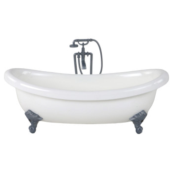 Lalka Dla Dzieci Długie Blond Włosy Szlafrok Niebieski Wanna Łazienka