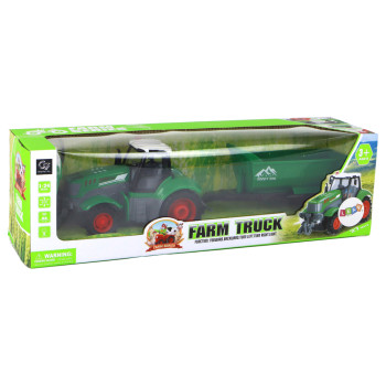 Zdalnie Sterowany Ciągnik Traktor R/C z Przyczepą 1:24 Światła Zielony