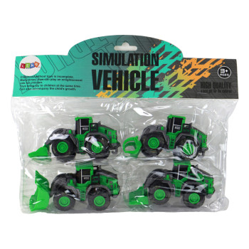 Zestaw Pojazdów Farmerskich Zielone Traktory 4 Ele