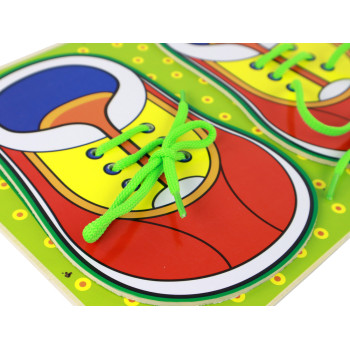 Drewniana Zabawka Edukacyjna Nauka Wiązania Sznurówek