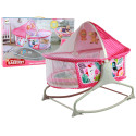 Wielofunkcyjne Łóżeczko Bujaczek 2w1 Mata Dziecięca Dźwięki Wibracje Różowa