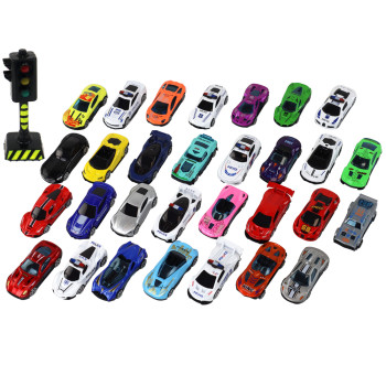 Zestaw Aluminiowych Resoraków W Pudełku 30 Sztuk Autka Sportowe Policyjne