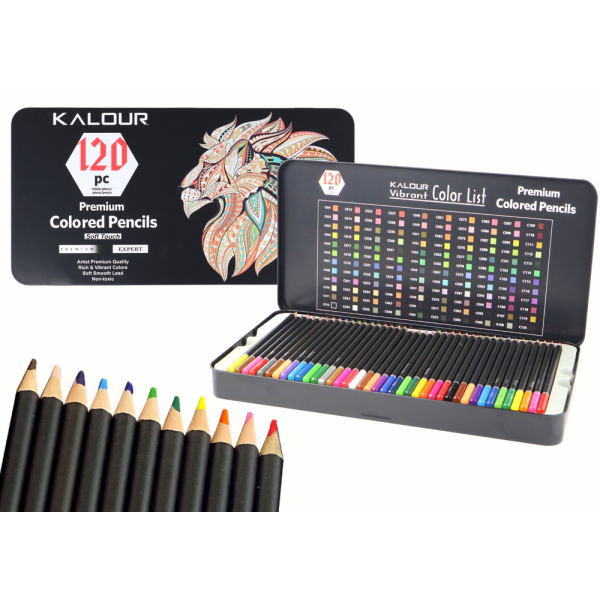 Zestaw Kredek Premium 120szt. Różne Odcienie Lista Kolorów