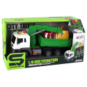 Ciężarówka Śmieciarka Z Dźwigiem Napęd Frykcyjny Dźwięki Zielona 1:16