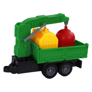 Ciężarówka Śmieciarka Dźwig Przyczepa Napęd Frykcyjny Dźwięki Zielona 1:16