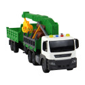 Ciężarówka Z Dźwigiem Przyczepą Napęd Frykcyjny Dźwięki Zielona Drewno 1:16