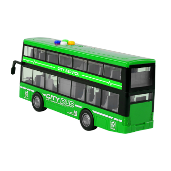 Autobus Piętrowy Na Baterie Światła Dźwięki Napęd Frykcyjny Zielony 1:16